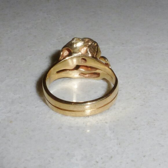 Vtg Custom 14k Black Hills Gold Semi-Mount Ring 5.84 grams Tri-color sz 7 - Picture 11 of 12